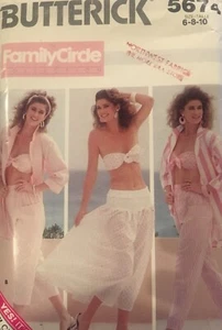 UC Butterick 5674 Vintage 80s Blouse Bra Top Pants Skirt Sewing Pattern 6 8 10 - Picture 1 of 2