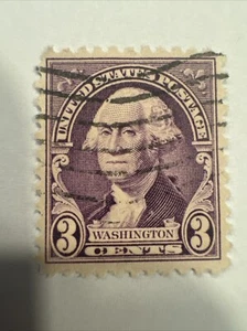 Rare 1932 US 3 Cent George Washington Stamp Purple / Violet w/Black - Picture 1 of 4