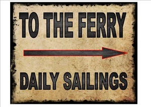 Letrero de ferry estilo vintage estilo retro letrero de ferry ferry barco letrero publicitario - Imagen 1 de 1