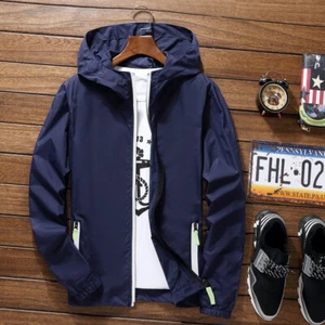Men's Waterproof Windbreaker Zipper Jacket Hoodie Light Sports Outwear Coat New_ - Picture 1 of 29