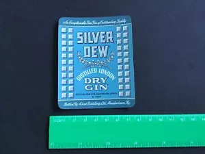 Silver Dew Distilled London Dry Gin etiqueta vintage R33972 - Imagen 1 de 2