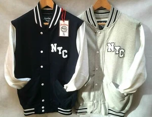 HERREN SOUL STAR BASEBALL STIL DURCHGEHENDER REISSVERSCHLUSS NYC JACKE OHNE KAPUZE BAUMWOLLE GRAU - Bild 1 von 8