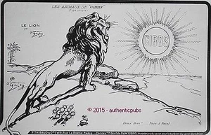 PUBLICITE LES ANIMAUX DE GIBBS LE LION DEUX ROIS SIGNE O'GALOP DE 1919 FRENCH AD - Picture 1 of 1