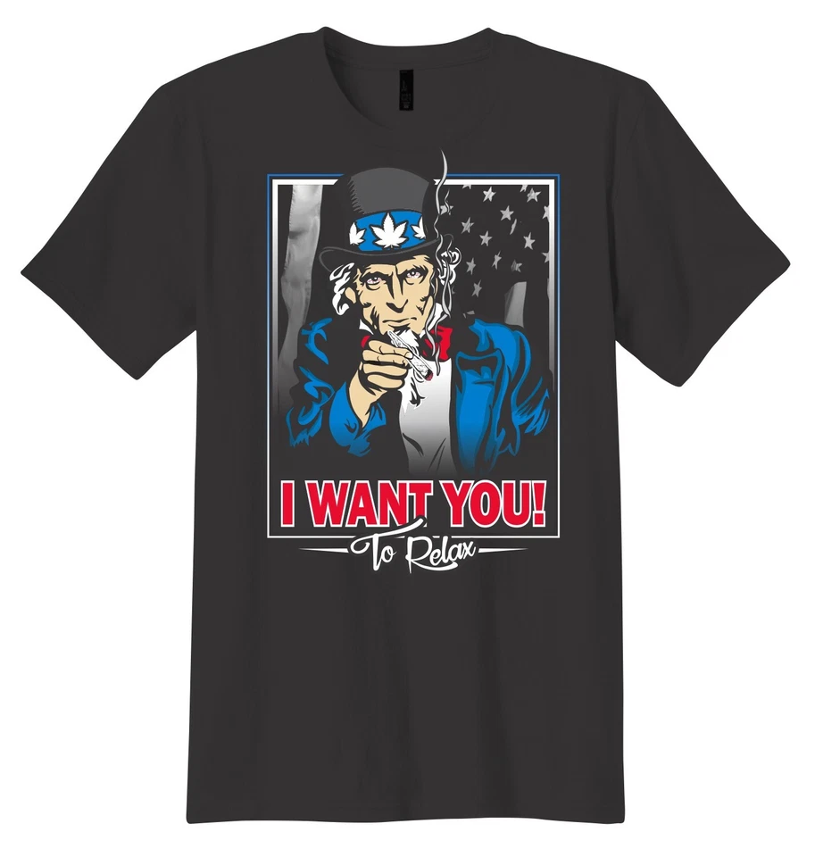 Camiseta Funny Uncle Sam Weed 420 Estampada em Tela - Unissex/Masculina MÉDIA - Imagem 1 de 1