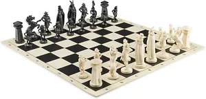 Juego de Ajedrez Vikingo - Tablero de Ajedrez B/N - Tamaño 17,3" y Piezas de Ajedrez Vikingo 3,75" B/N - Imagen 1 de 3