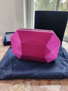 Fuchsia Pink Swarovski Clutch Purse Satin with Rhinestones 1001961 - Picture 1 of 13