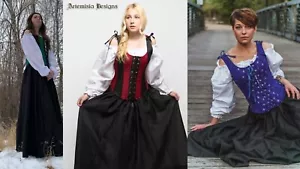 Renaissance Faire Wench Bodice Outfit Pirate Costume Gown Wedding Medieval Dress - Picture 1 of 32