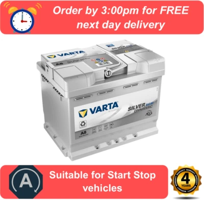 VARTA Silver AGM A8 / D52 027AGM Battery Vauxhall Corsa E 1.4 (2014-2020) - Image 1 of 2