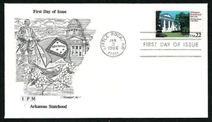 USA, SCOTT # 2167, IPM FDC COVER OF ARKANSAS STATEHOOD, YEAR 1986 - Picture 1 of 1