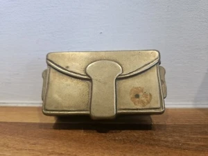 Vintage Solid Brass Satchel Bag Shaped Stamp Trinket Jewellery Box - Picture 1 of 11