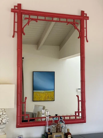 Vintage Lacquered Bamboo Mirror Cover