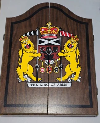 Vintage The King of Arms Wooden Dart Board Cabinet 1980s Used - Image 1 of 4