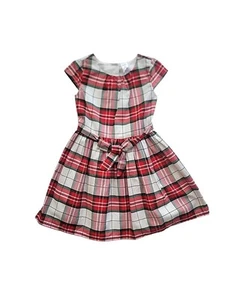 Carter's Plaid Sateen Holiday Dress For Girls Size 7 - Picture 1 of 1
