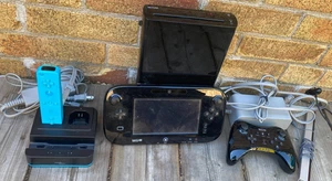 Wii U Console Black 32GB Complete Bundle With Pad Controller & Cords - Picture 1 of 5