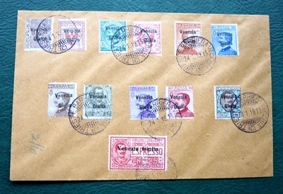 RARE Italy  1919 VENEZIA GIULIA 12 Stamps on Envelope - Image 1 of 4