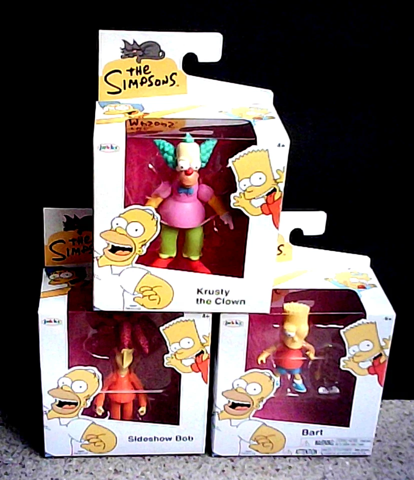 批量 3 件 辛普森一家 2.5 英寸 公仔 Bart Krusty Sideshow BOB  — 第 1/1 张图片