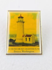 North Head Lighthouse Ilwaco Washington 1 3/8" Metal & Enamel Lapel Pin Pinback - Picture 1 of 6