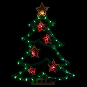 Northlight 17.75" Lighted Christmas Tree with Stars Window Silhouette - Picture 1 of 6
