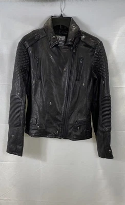 Chaqueta de moto de cuero negra para mujer Affliction talla M Foto 1 de 4