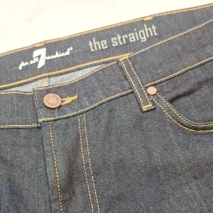 Pantalones de mezclilla rectos azul oscuro talla 40 X 34 (33) para hombre 7 For All Mankind nuevos sin etiquetas - Imagen 1 de 9