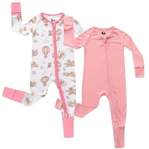 2-Pack Bamboo Viscose Baby Pajamas 0-24 Months - Bamboo Viscose Sleepers with... - Picture 1 of 7