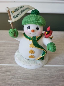 I-rish You Many Blessings Precious Moments Snowman Christmas Figurine Decor - Imagen 1 de 8