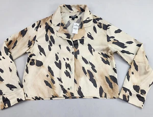 Express Nachtwäsche Oberteil Bluse Damen XS weiß Leopard Stretch Knöpfe 44 $ Damen - Bild 1 von 8