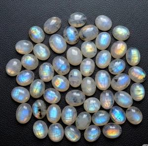 Cabochon ovale 10x12 mm pietra di luna arcobaleno bianca naturale pietra preziosa sfusa all'ingrosso - Foto 1 di 7