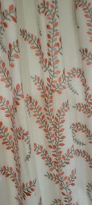 One curtain Panel french pleat 50" wide 89"long Duralee Designer Coral Pattern - Picture 1 of 4