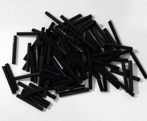 Vintage Glass Bugle Beads Opaque Jet Black 20mm 100pc - Picture 1 of 4