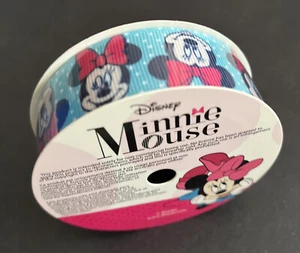 Minnie Mouse face Disney printed Grosgrain Ribbon 1" x 3 yds polka dot accent - Picture 1 of 3