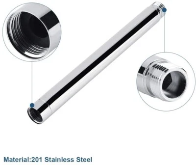 Verbinder Duschrohr Verlängerung 4Zoll Bad Chrom Edelstahl G1/2Zoll Halter - Image 1 of 4