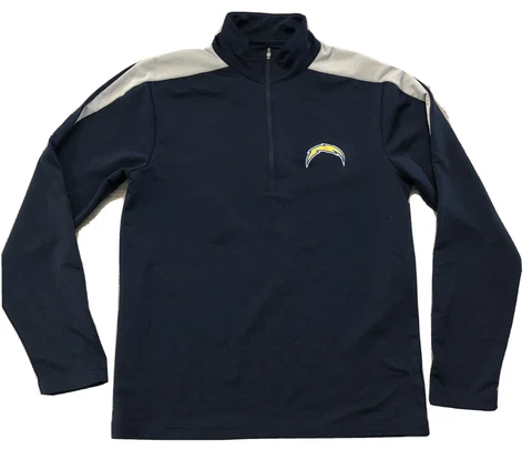 Men’s NFL Antigua San Diego LA Chargers 1/2 Zip Blue Athletic Pullover Size S Cover