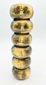 Hand Painted Lacquer Napkin Rings Holders Churches Religious Lot of 6 Folk Art - Picture 1 of 9