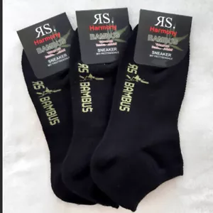 3 Pair Harmony Ladies Mesh Bamboo Sneaker Socks With Cushion Sole Black 35 - 42 - Bild 1 von 2