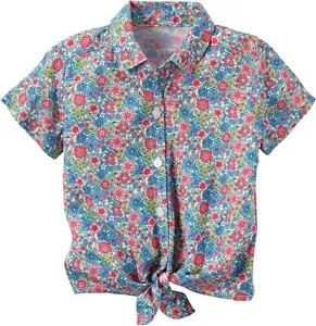 Carter's Kid Girls' Floral Tie-Front Shirt Size 6,8 - Picture 1 of 1