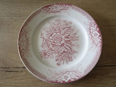 PLAT ROND ANCIEN SAINT AMAND & HAMAGE MODELE JARDINIERE DECOR VIEUX ROSE - Photo 1/4