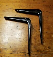 Pair Vtg METAL SHELF BRACKETS Hardware wall angle architectural 5" by 6" - S1