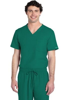 Cherokee WW Originals Scrubs Unisex V-Neck Top CK778A HUN Hunter Green Free Ship - Image 1 of 3