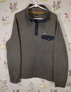 🌄 Patagonia Quilt Snap-T Pullover Mens Sz LARGE Grey Organic Cotton 25371 - Picture 1 of 13