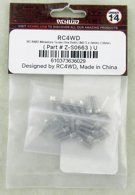 Miniature Scale Hex Bolts (M2.5 x 6mm) (Silver) - RC4WD #Z-S0663 - Image 1 of 3