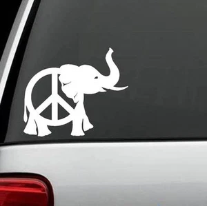 Letrero de paz elefante 5 pulgadas calcomanía pegatina coche camión SUV FURGONETA arte marfil E1049 - Imagen 1 de 3