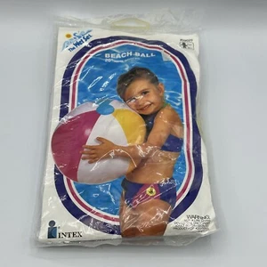 Vintage NOS 1994 Intex The Wet Set 20” Beach Ball.  Yellow Pink Blue. Brand New! - Picture 1 of 5