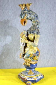 KERAMIKFIGUR - ST. CLEMENT / FRANCE - HERALDISCHER KERZENLEUCHTER - 18./19. Jhd - Bild 1 von 21