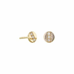 14K Gold 0.09 CT VS/F-G Diamond Minimalist Disc Studs Earrings - The Jewelz - Picture 1 of 6