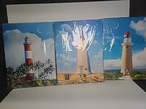 Set Of 3 Canvas Lighthouse Print Pictures New - Picture 1 of 6