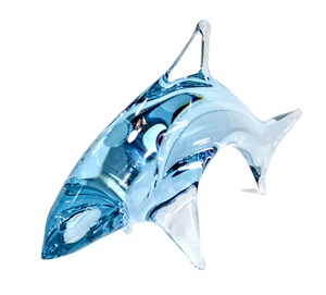 Zelezny Brod Sklo Miloslav Janku Teal Blue Fish Czech Art Glass Sculpture Figure - Picture 1 of 12