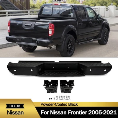 Black Rear Steel Bumper Assembly W/Park Holes For 2005-2021 Nissan Frontier - Изображение 1 из 4