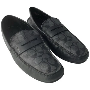 Coach Driver Black Leather Penny Loafers Shoes Men’s Size 13 D - Picture 1 of 14