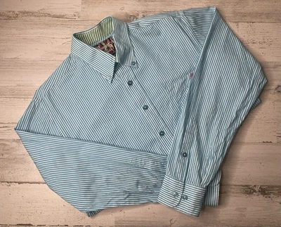 COOGI Embroidered Button Up Shirt Long Sleeve Classic Fit Blue Stripe Size: 4/S - Image 1 of 4